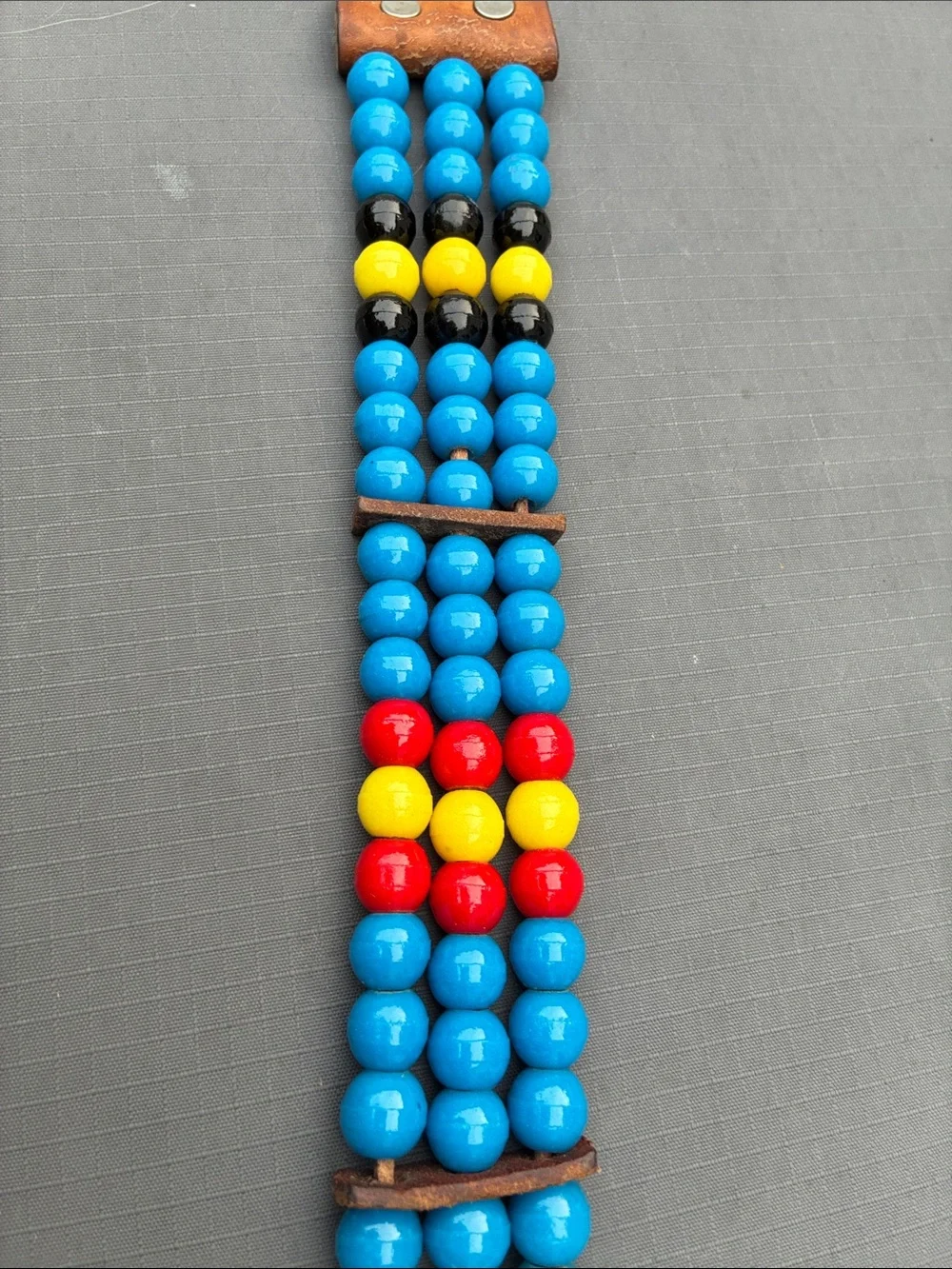Vintage leather beaded belt. Source unknown. Nice handmade accessory